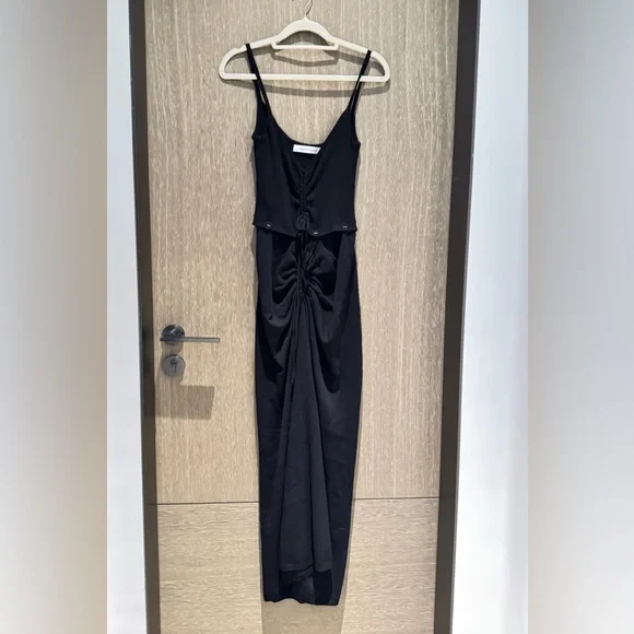 Christopher Esber Ruched Disconnect Cami Knit Dress - Black